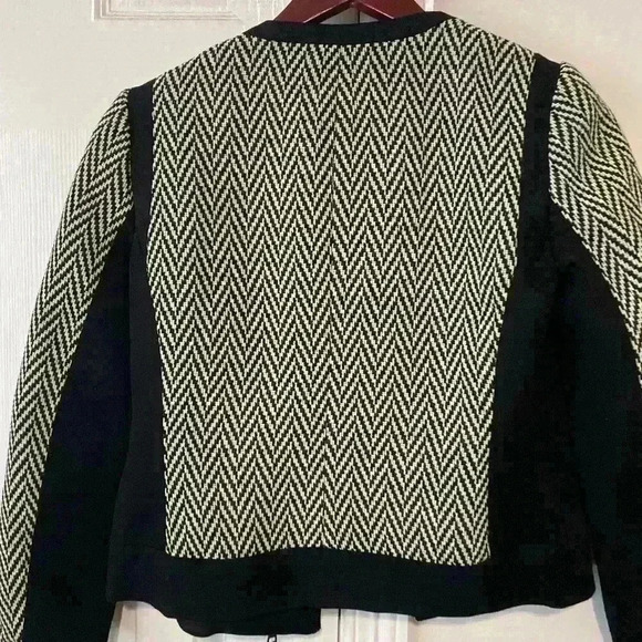 Ann Taylor black and white wool chevron print  jacket Sz 4 - Picture 12 of 15